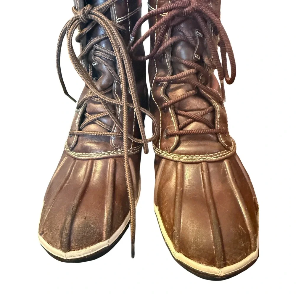 LL Bean Bar‎ Harbor Tek 2.5 Leather Duck Boots Brown Waterproof Womens 8 301344